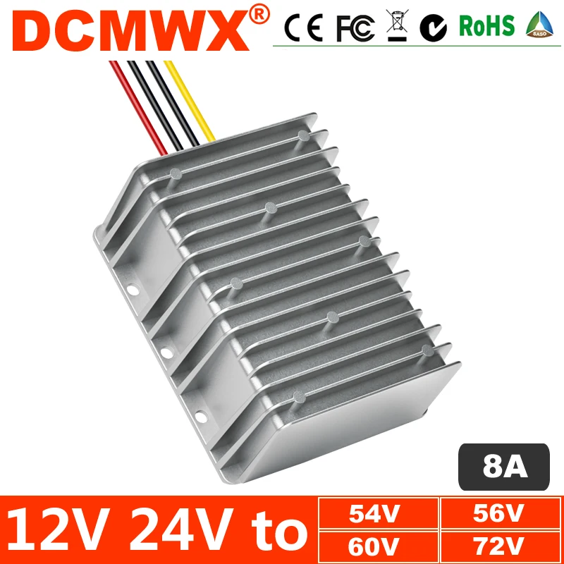 DCMWX 12v 24v to 54V 56V 60V 72V 1A-8A Step Up Non Isolated Boost Power Converter 12 volts to 54 volts Voltage Regulator DC-DC