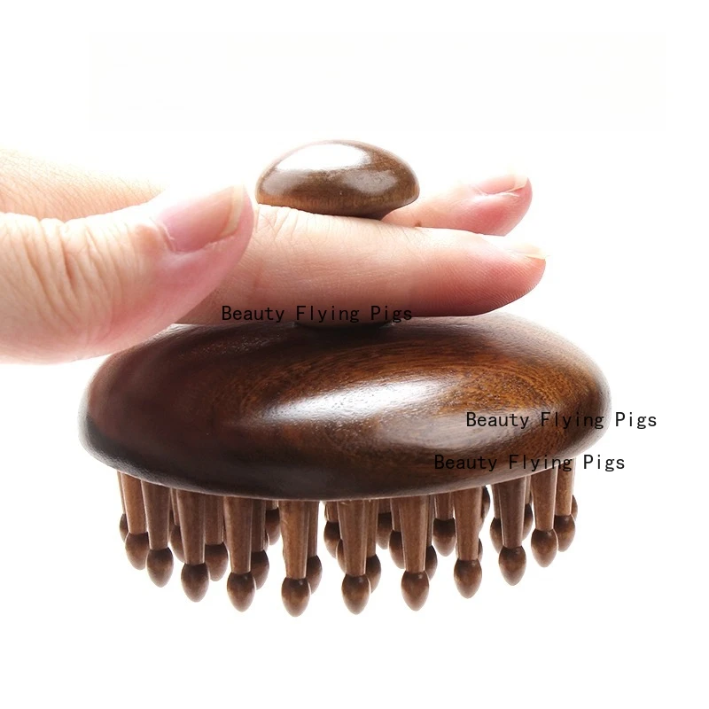 1pc Wooden Meridian Massage Comb, Wooden Comb, Give A Gift To Your Girlfriend, Circular Fine Toothed Comb, Home Decoration