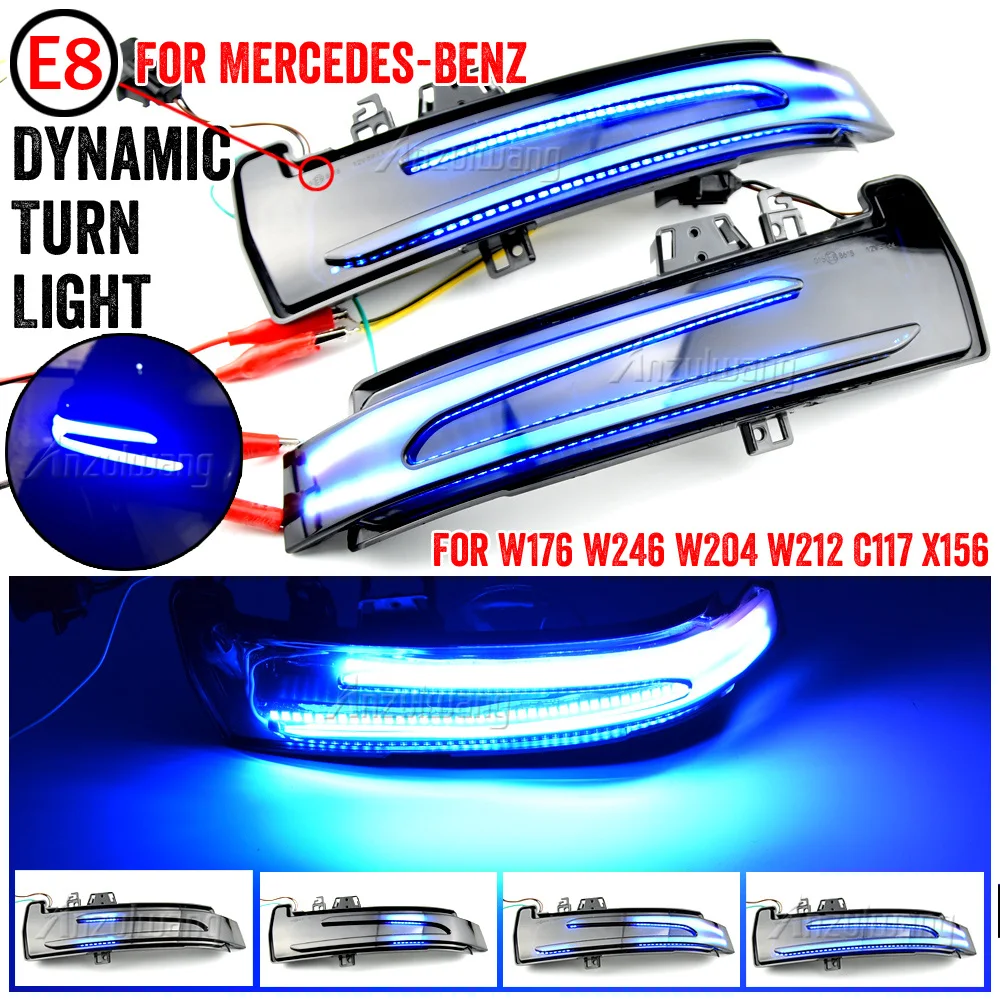 2x لمرسيدس بنز ABC E S CLA GLA CLS الفئة W176 W246 W204 X156 ديناميكية بدوره إشارة مرآة الرؤية الخلفية مؤشر الضوء الوامض