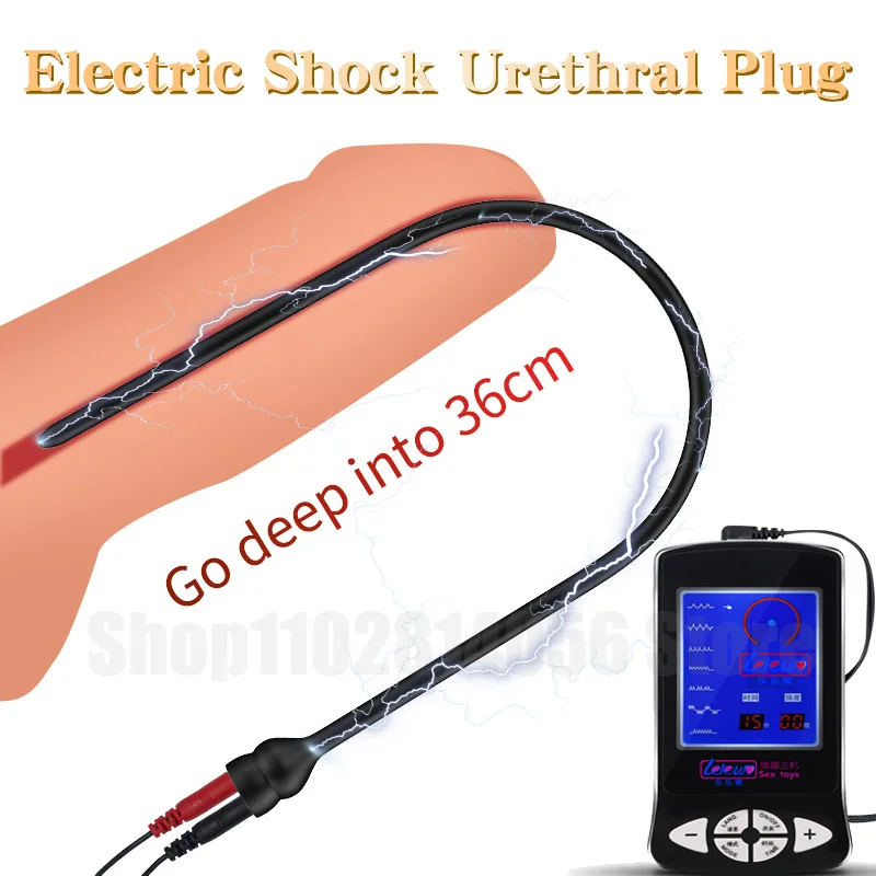 36cm Electro Sex Urethral Sounding Rod Male Urethra Electric Shock Bar Electrode Penis Plug Dilator Electro Stimulator Bdsm Toys