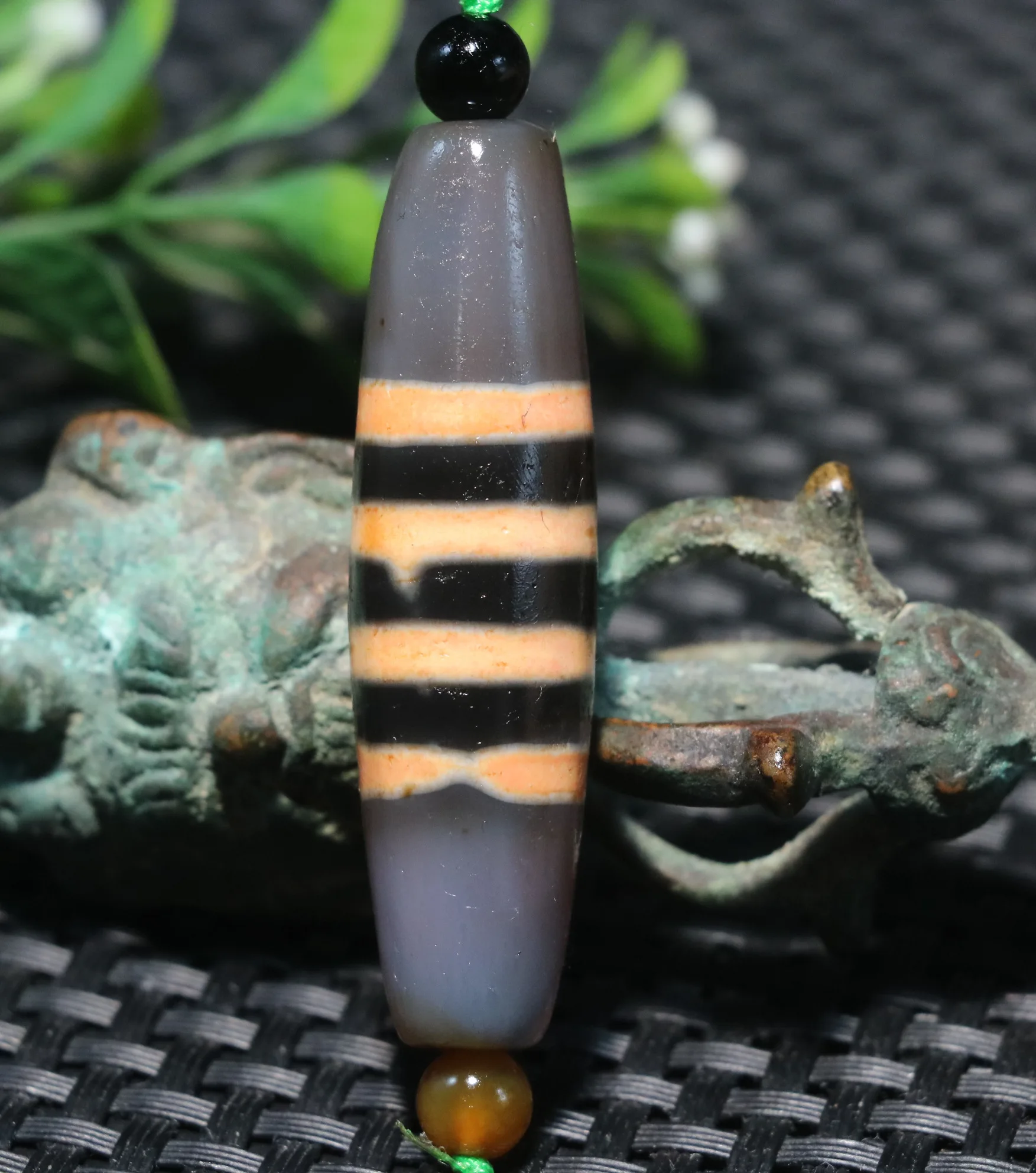 5A Magic Energy Tibetan Old Agate 4 Stripes Healer Medicine DZi Bead Pendant Amulet Timestown Treasure Jewelry UPD231228a1