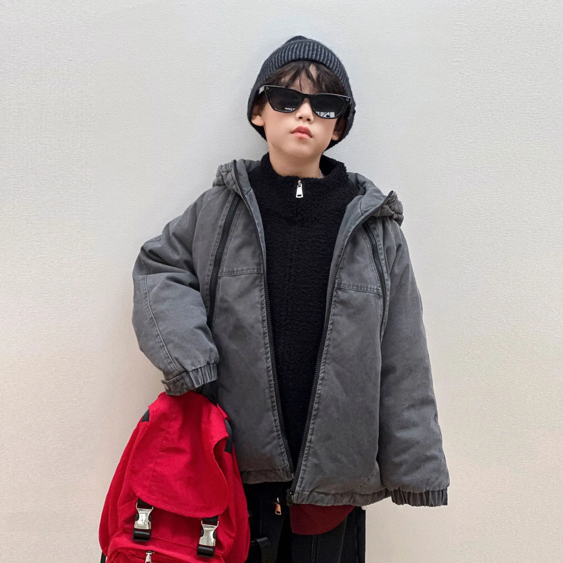 

2025 Boys' Winter Cotton Jacket 2025 New Thickened Children's Winter Coat Warm Hooded Cotton Clothing