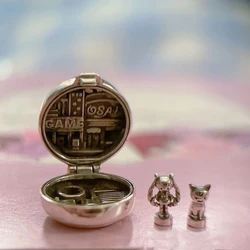 925 Sterling Silver Anime Sailor Moon Prism Compact Polly Pocket Charm Bead With 2 Mini Dolls For Pandora Bracelet Fans Jewelry