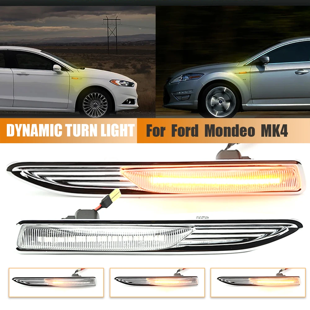 2X Sequential LED Dynamic Turn Signal Side Marker Light Blinker For Ford Mondeo Mk4 Hatchback Saloon Estate (BA7) 2007-2015