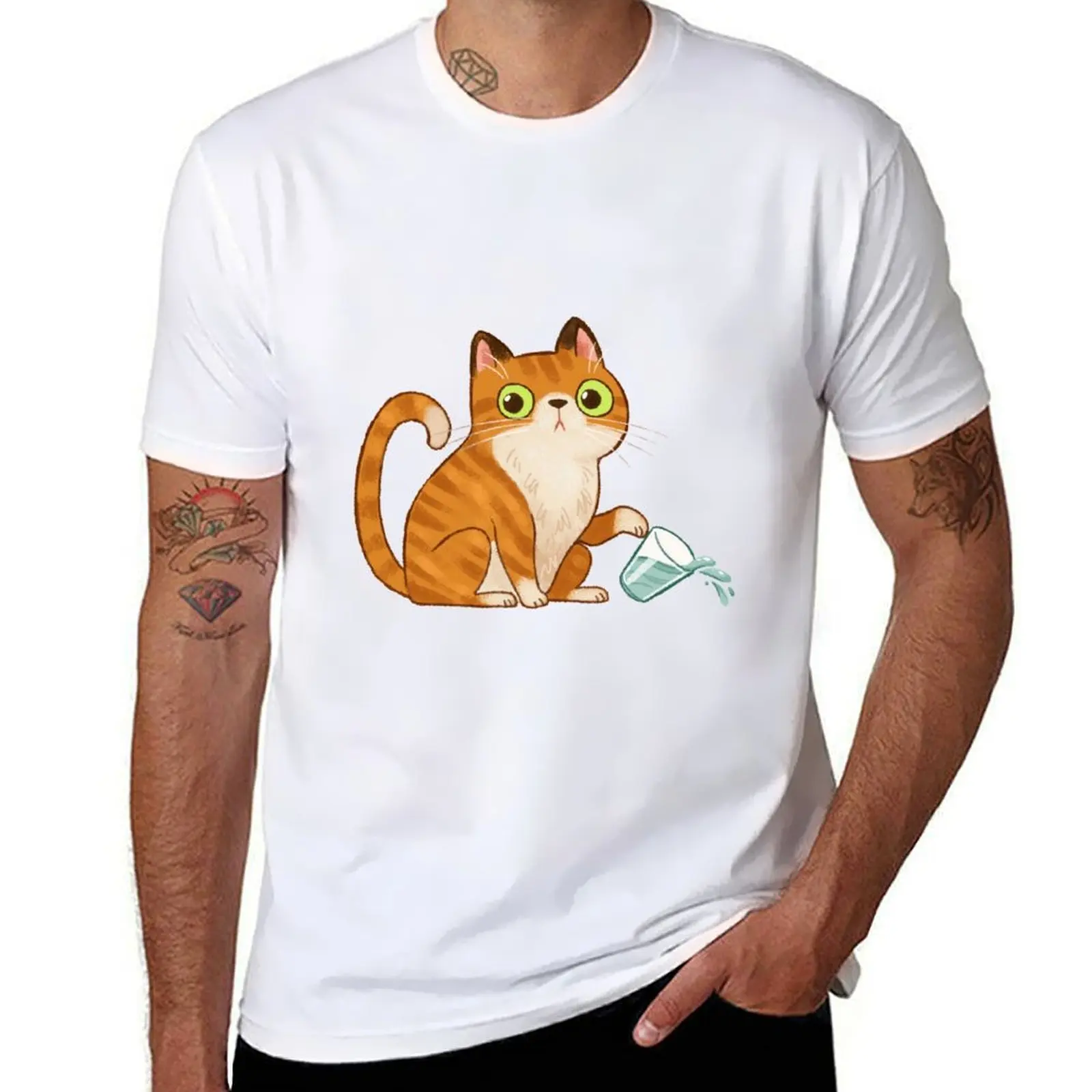 

Cat tipping glass T-Shirt t shirt for man man t shirt graphic T-Shirt