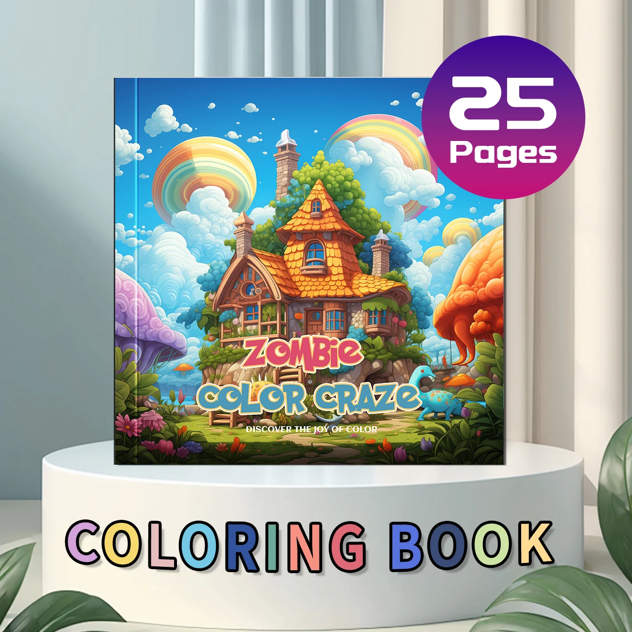 1 pc 25 Pages Cartoon Rainbow Castle Coloring Book For Study And Relax Beautiful Self-drawing Book