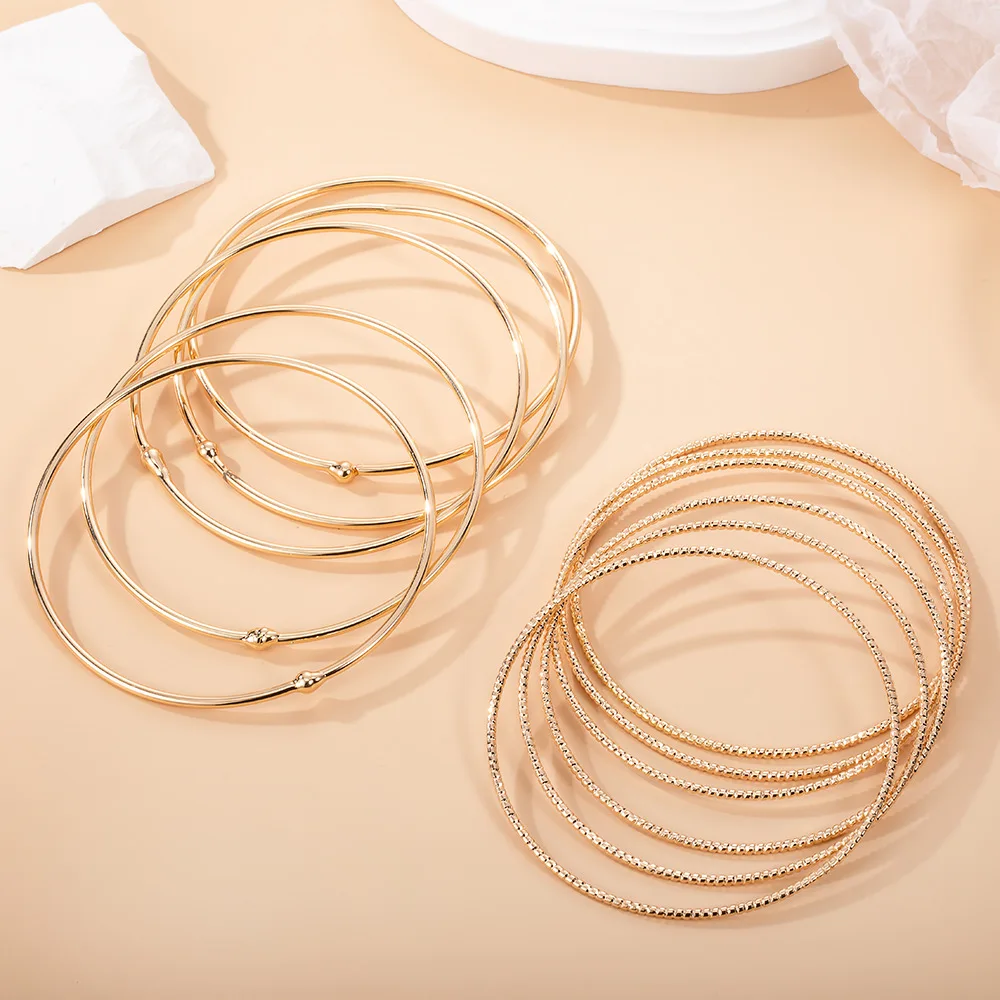 Minimalist Thin Metal Bangle Pack, Detachable Arm Cuff Bracelet, Versatile Daily Office Wear Jewelry