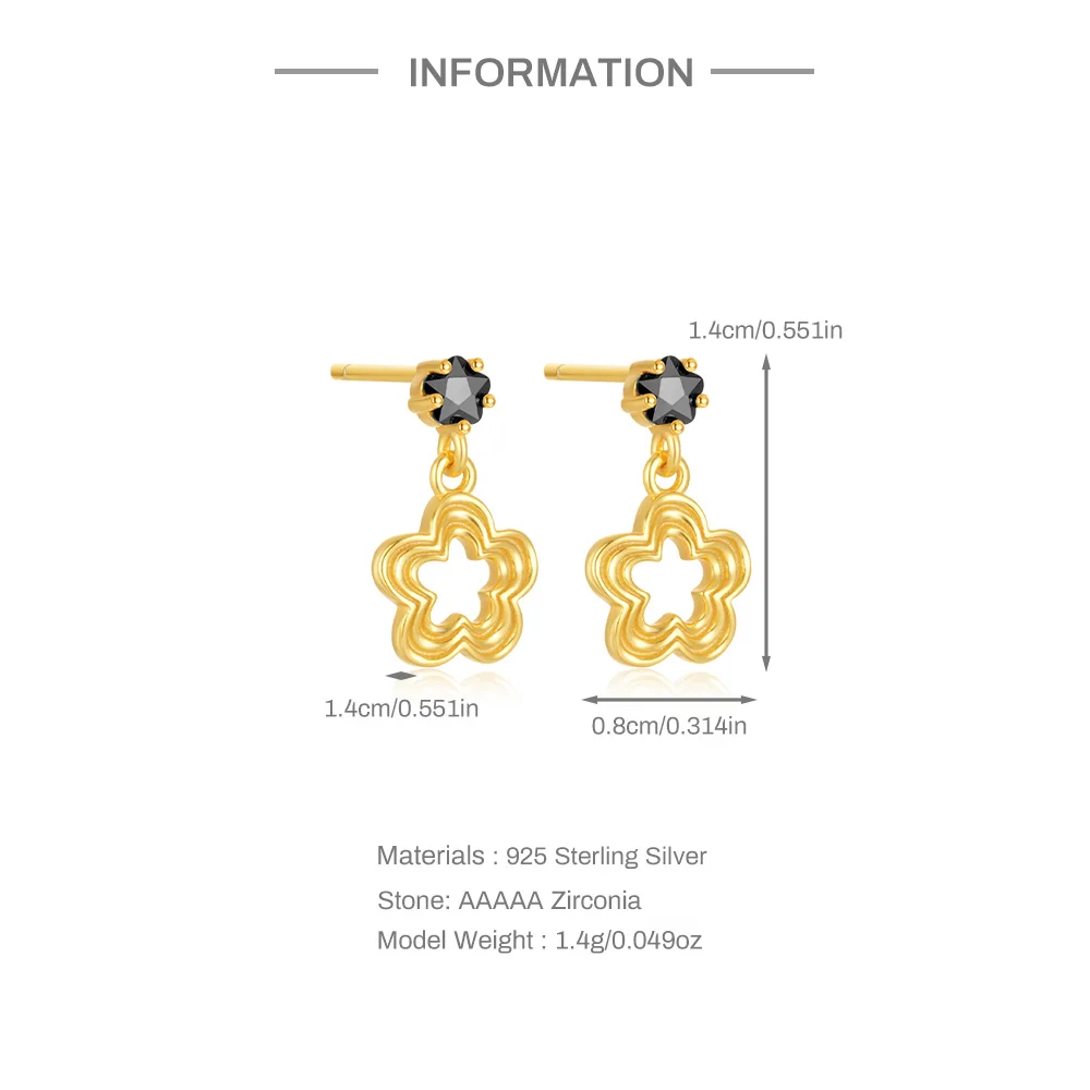 CANNER Hollow Flower Heart Simple Zircon 925 Sterling Silver Minimalism Drop Earring For Women Ins Clover Earring Fine Jewelry