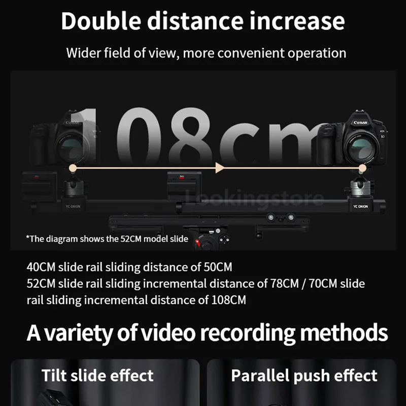 YC cebula czekoladowe Pro Slider do aparatu 40cm 52cm 70cm zmotoryzowany/ręczny szyna torowa suwak kontrola aplikacji do aparatu DSLR Gimbal