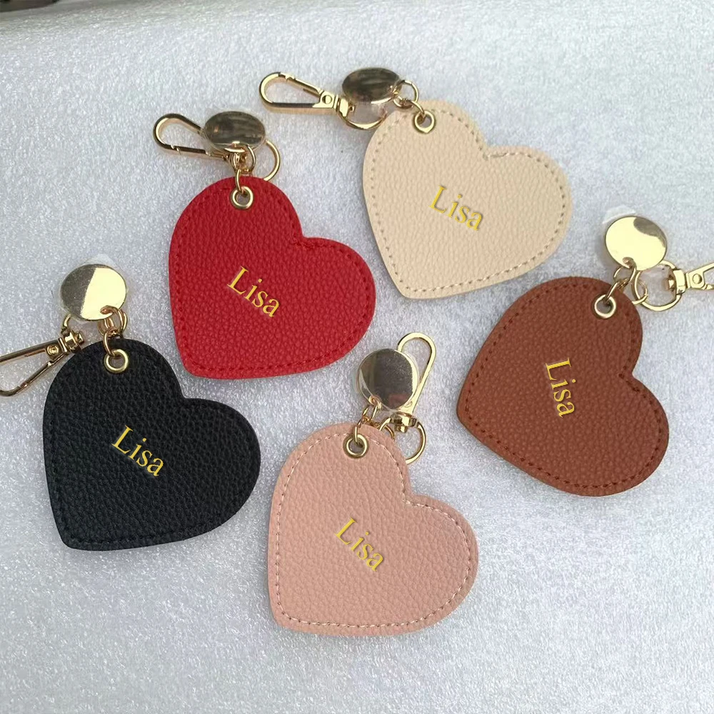 Customized Name Love Keychain, PU Leather Key Pendant, Heart-Shaped Car Key Chain, Gift Leather Pendant