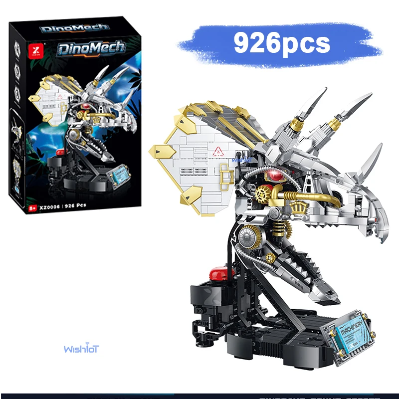 

Triceratops Mechanical Skull Model 926PCS Small Particle Assembly Blocks Electric Version Dinosaur Robot Building Toy Gift