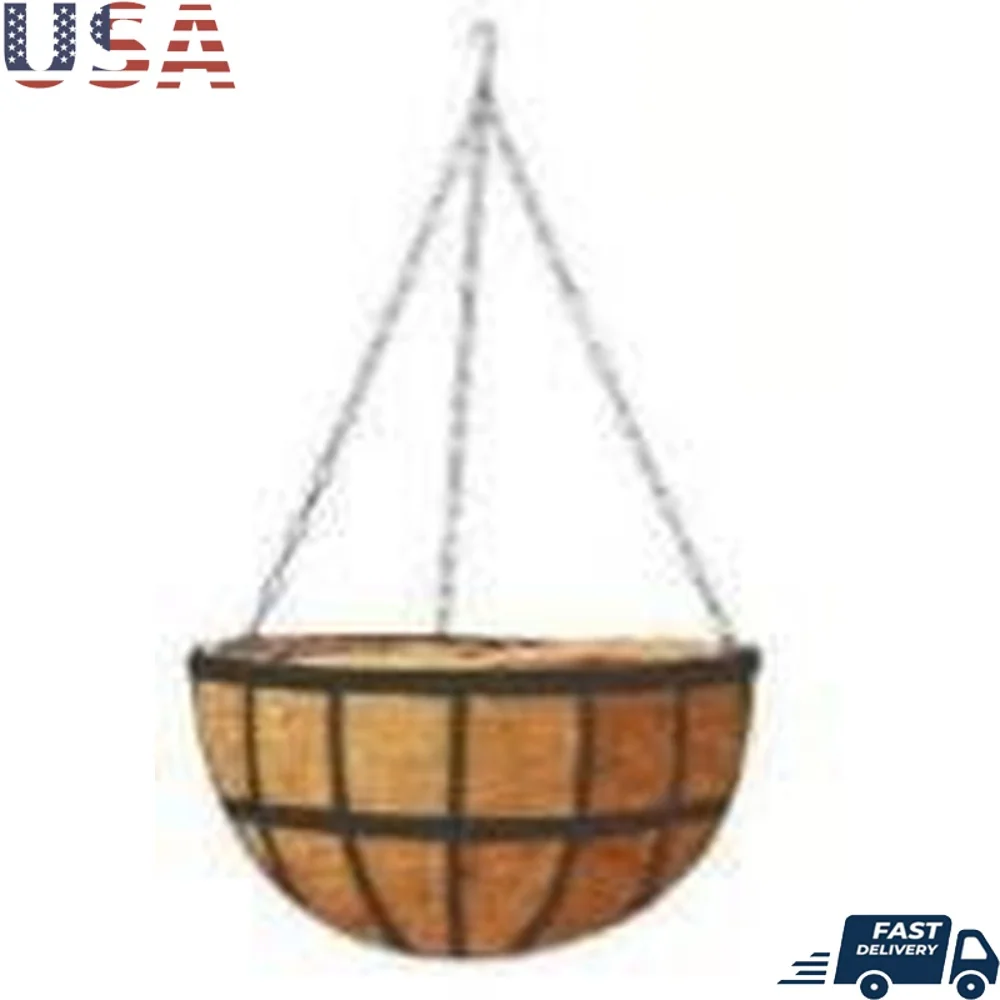 

16-дюймовая подвесная корзина Coco Liner, металлический горшок с цепочкой, экологически чистый, устойчивый к ржавчине, декоративный мотив в виде листьев, идеальные травы