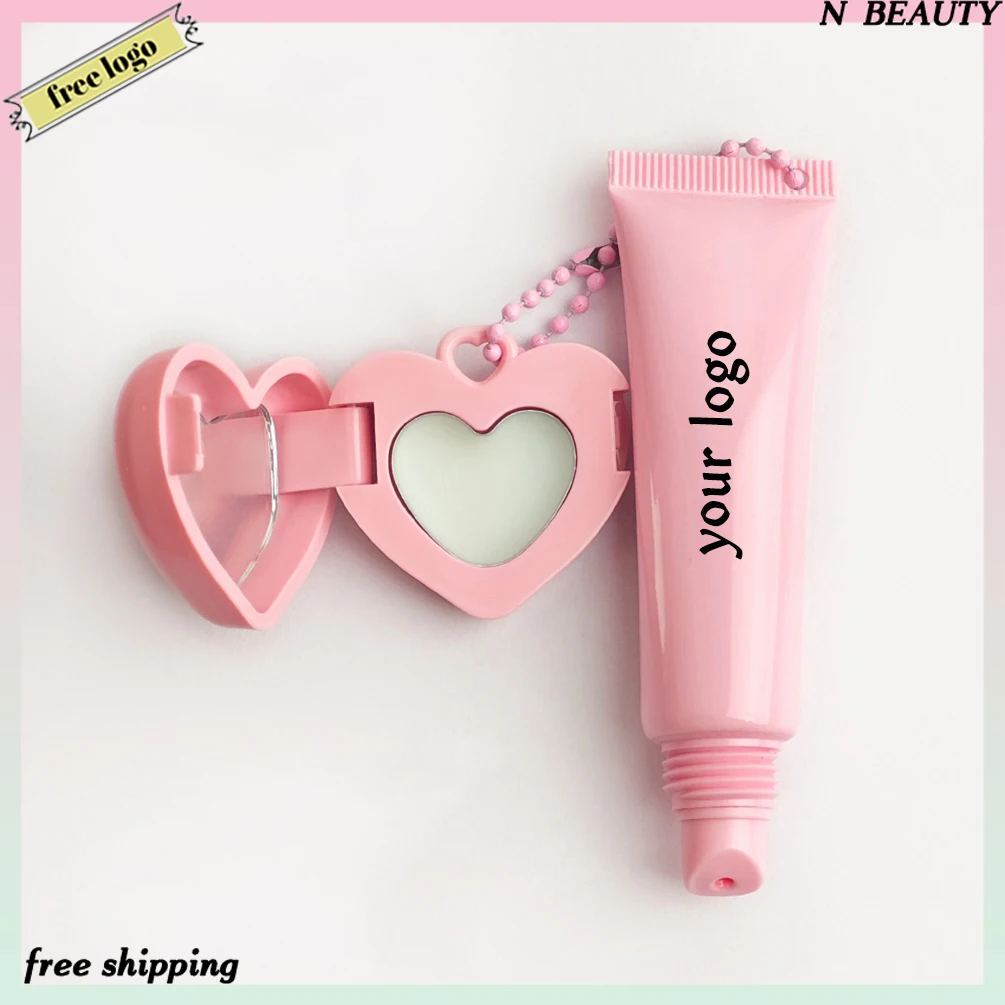 Private Label Pink Hose Lip Oil Magic Blush with Heart-shaped Mirror Custom Logo Vegan Long Lasting Hydrating Smooth Makeup