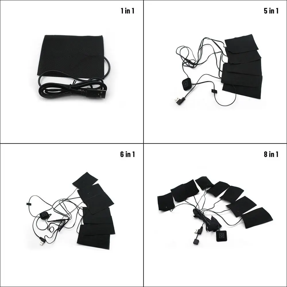 5 in 1 For Vest Jacket Adjustable Temperature Heating Warmer Pad USB Heater Pad Clothes Heater Pad Electric Heating Sheet