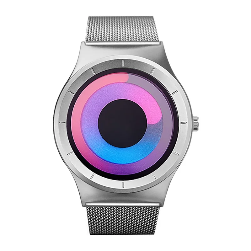 SINOBI, reloj creativo de cuarzo para hombres y mujeres, correa de malla, relojes de pulsera deportivos negros, relojes de moda Geneva, reloj femenino resistente al agua