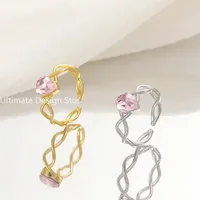 Princess Pink Crystal Ring Swan Lake Ring for Woman Girl Fashion Party Wedding Jewelry Accessories Gift Sweet Cute Finger Rings