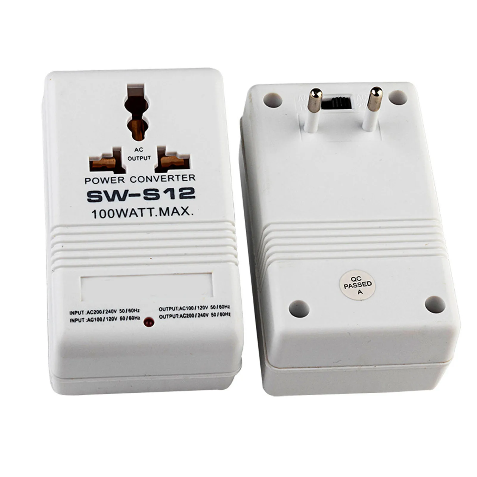SW S12 110V 220V Dual Voltage Transformer 100W Travel Adapter Transformer Power Converter for Small Appliances