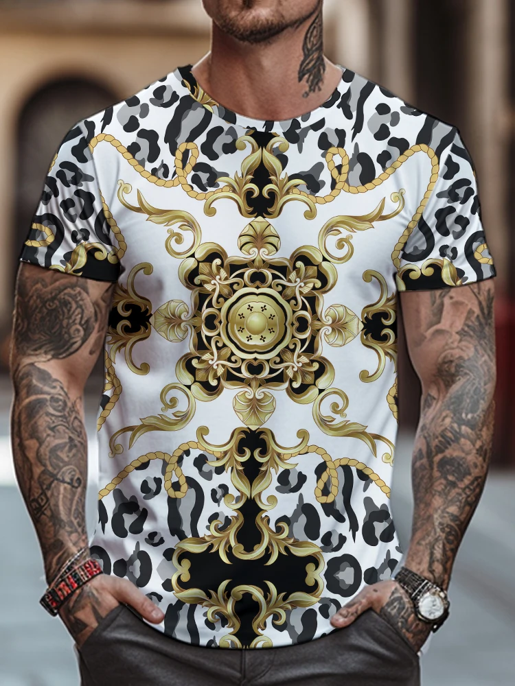 

Gothic Style Fashion Round Neck T-shirt Summer Casual Short-sleeved T-shirt High -quality Men's T-shirt Retro 3D Printed T-shirt