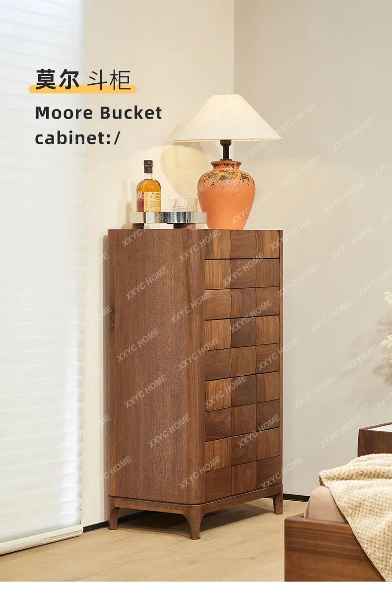 minimalist chest of drawers North  black walnut solid wood log  display cabinet chest of drawers