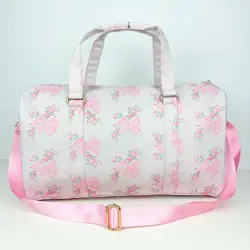 Fashion Pink Bow Nylon Duffle Bags Large Capacity Weekender Overnight Luggage Travel Bag  Fitness Swimming Yoga Hangdbag Women