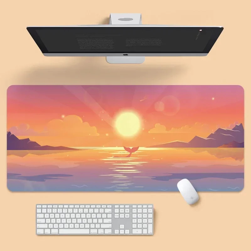 1pc Purple  Mouse Pad Clouds Landscape Large Computer Mat Deskpad Non-Slip Rubber Bottom Laptop Keyboard Mat Office Desktop Pad