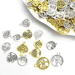 10pcs Mix Styles Tree Of Life Series Alloy Charms DIY Necklace Bracelet Earrings Accessories World Peace Life Tree Retro Pendant