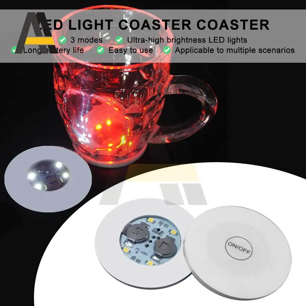 Adesivos de porta-copos de bebidas luminosas, almofadas de copo de vinho, garrafas de licor, barras adesivas de atmosfera, luzes de copo