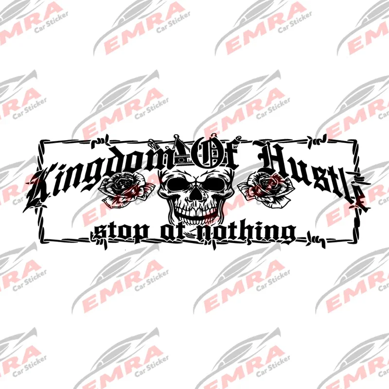 Kingdom of Hustle Wire Skull for Car Sticker Decoration Windshield Rear Window External Accessories Waterproof Vinyl Decals