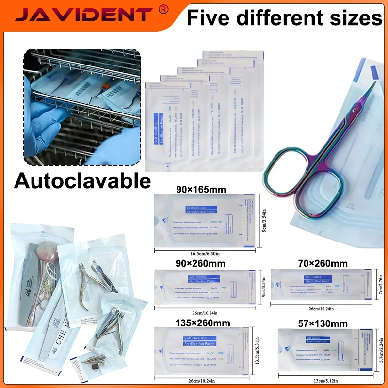Self-sealing Sterilization Pouches Bags Manicure Sterilizer Cosmetics Nail art Tool Disinfection Pouch Self-adhesive Clean Bags