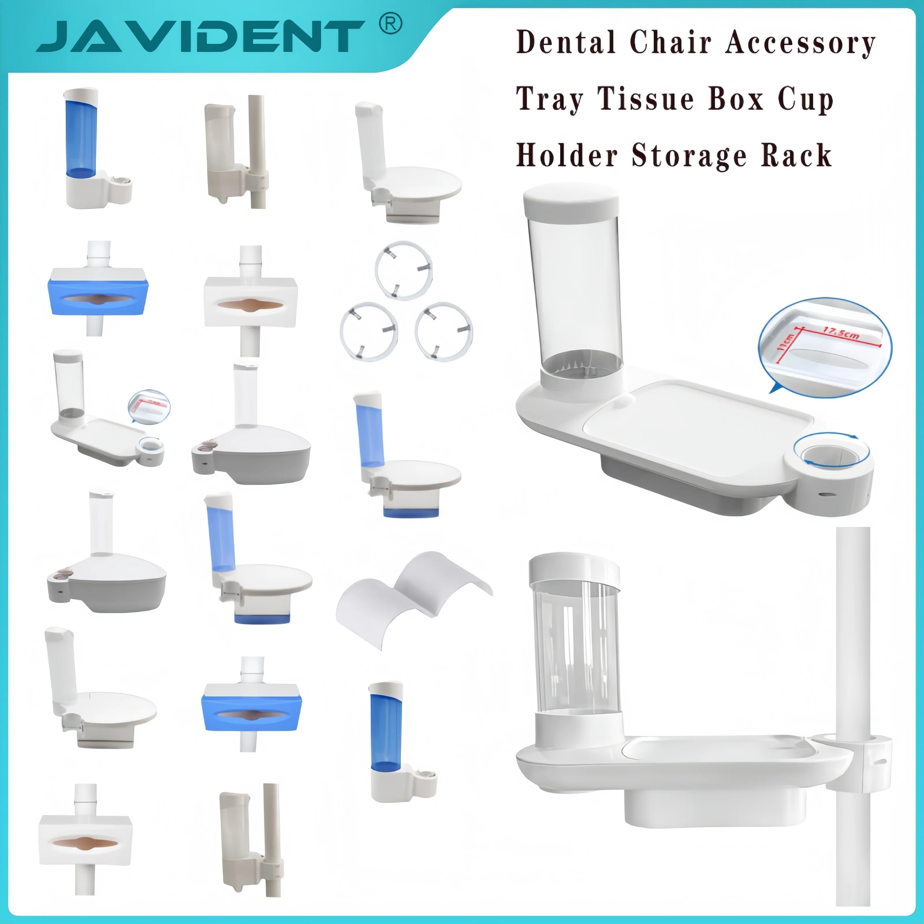 1Pcs Dental Chair Attachment Tray, Dental Storage Tray Disposable Cup Holder, Tissue Box 3-in-1 Dental Accessories and Supplies