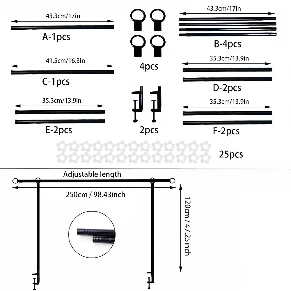 

with Clamps Over The Table Rod Stand Adjustable Metal Table Arch Stand Tabletop Party Hanging Decor Balloon Flower Arch Stand