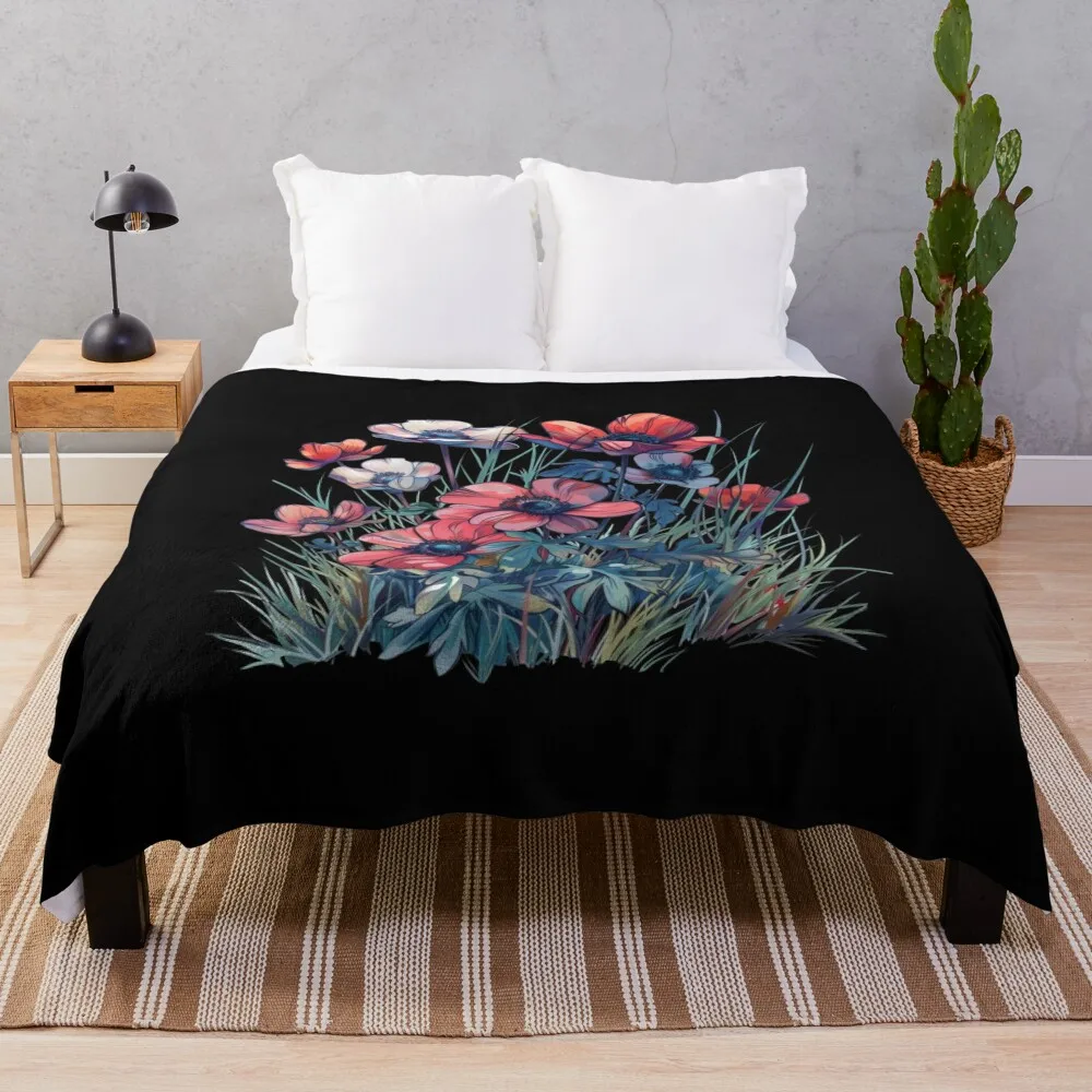 Anemones Throw Blanket Luxury Beautifuls Warm Blankets