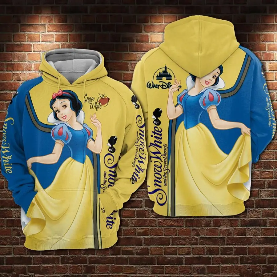 (Miniso) Women Hoodies Disney Snow White Cartoon Print Sweatshirt Tops Girl Autumn Winter Hoodies Coat Sweater Y2K Clothing