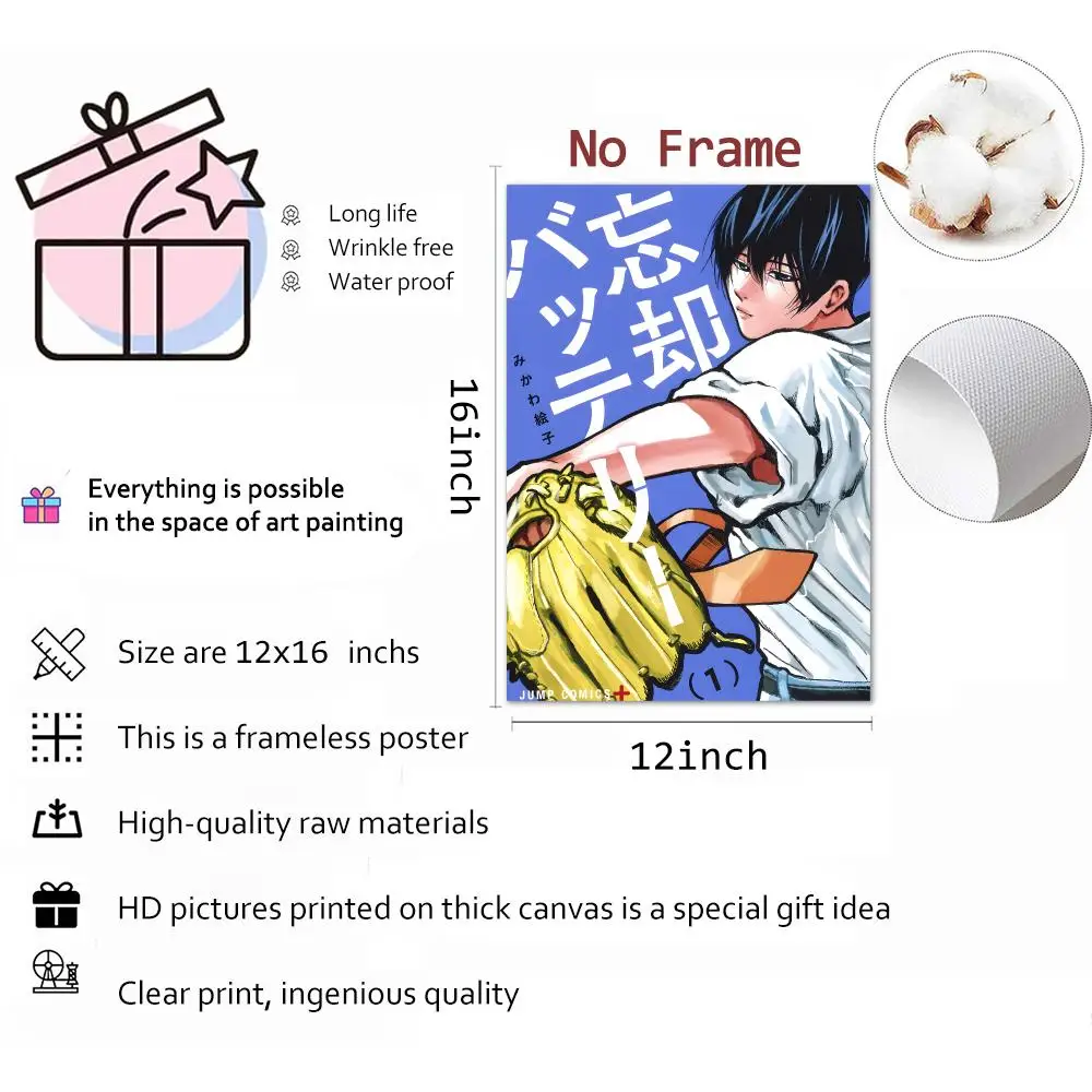Manga Baseball Sports Oblivion Battery Painting Calligraphy Canvas Wall Art Mural Living Room Canvas Decor Gifts