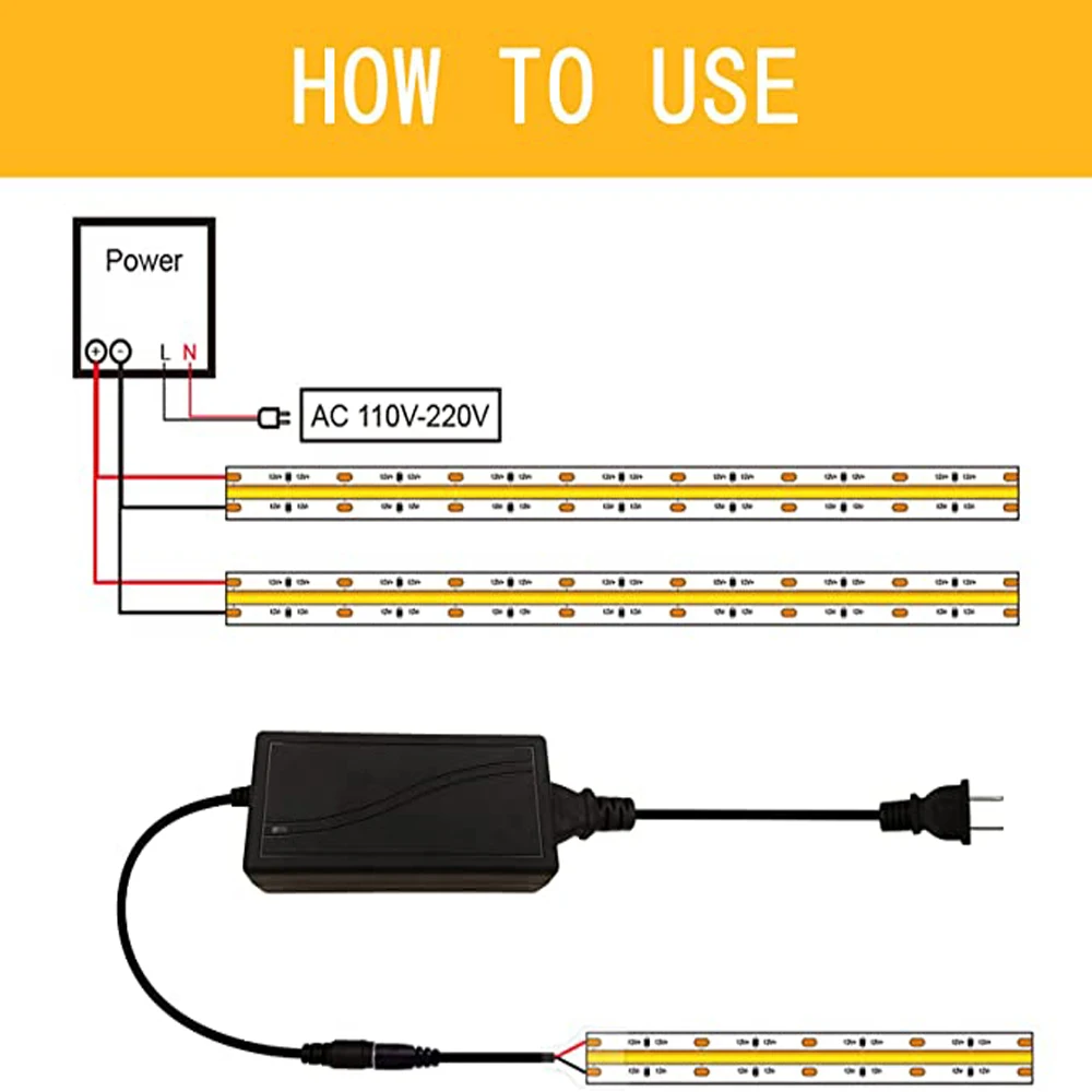 COB Dây Đèn LED DC 12V 24V 320LED/M 0.5M-5M Mật Độ Cao Linh Hoạt 8Mm FOB Băng Ánh Sáng Ruy Băng RA90 Trắng Ấm Thiên Nhiên Mờ