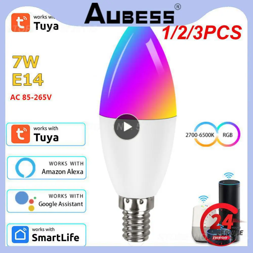 

1/2/3PCS Wifi Smart Light Bulb E14 Candle Lamp RGB+CW+WW 5W 7W 9W Tuya Smart Life APP Voice Control Compatible Alexa Home