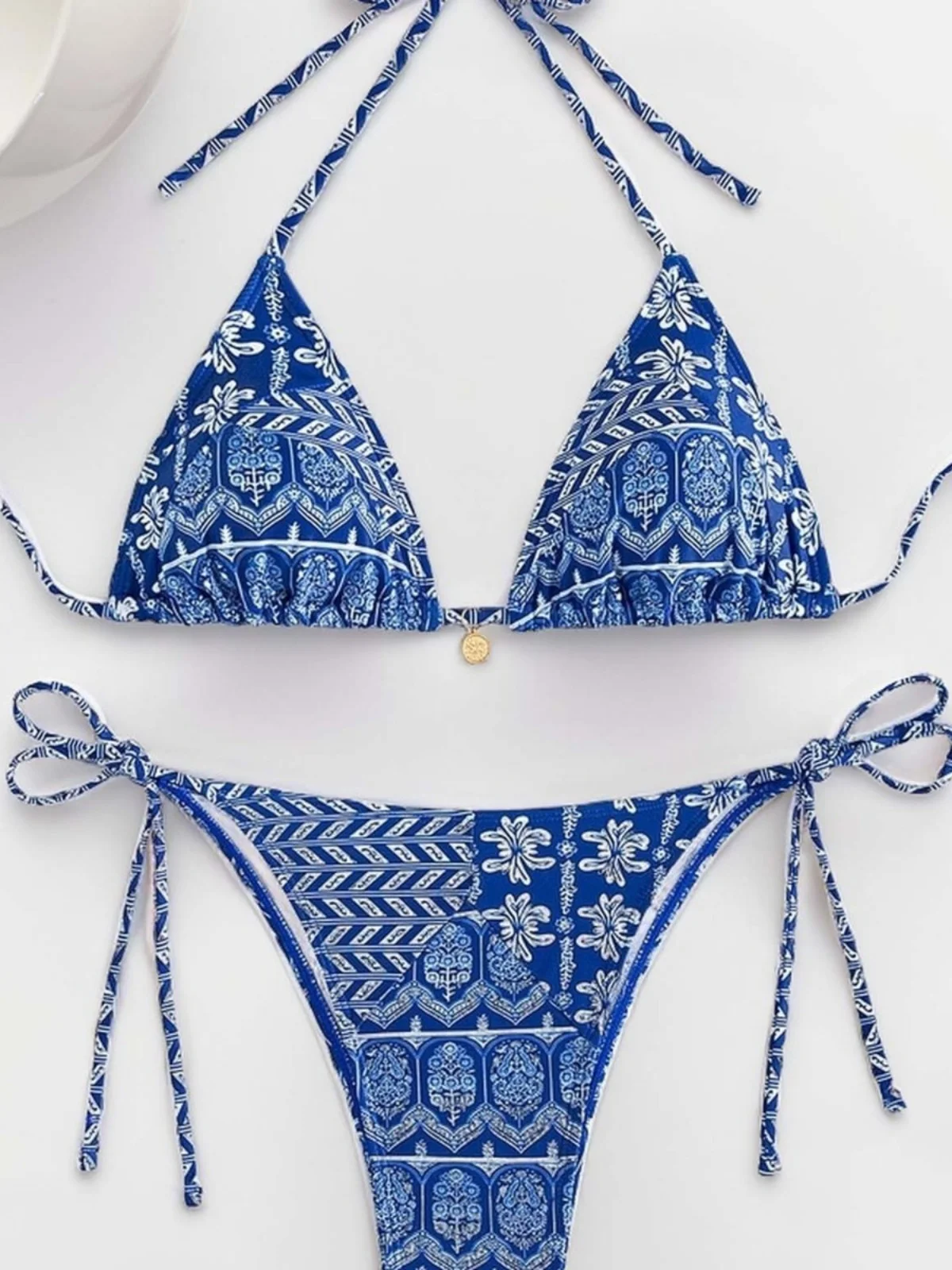 

Новинка 2024, бикини на шнуровке с принтом, отдельные купальные костюмы, женский купальник с фиксированной накладкой на грудь без све