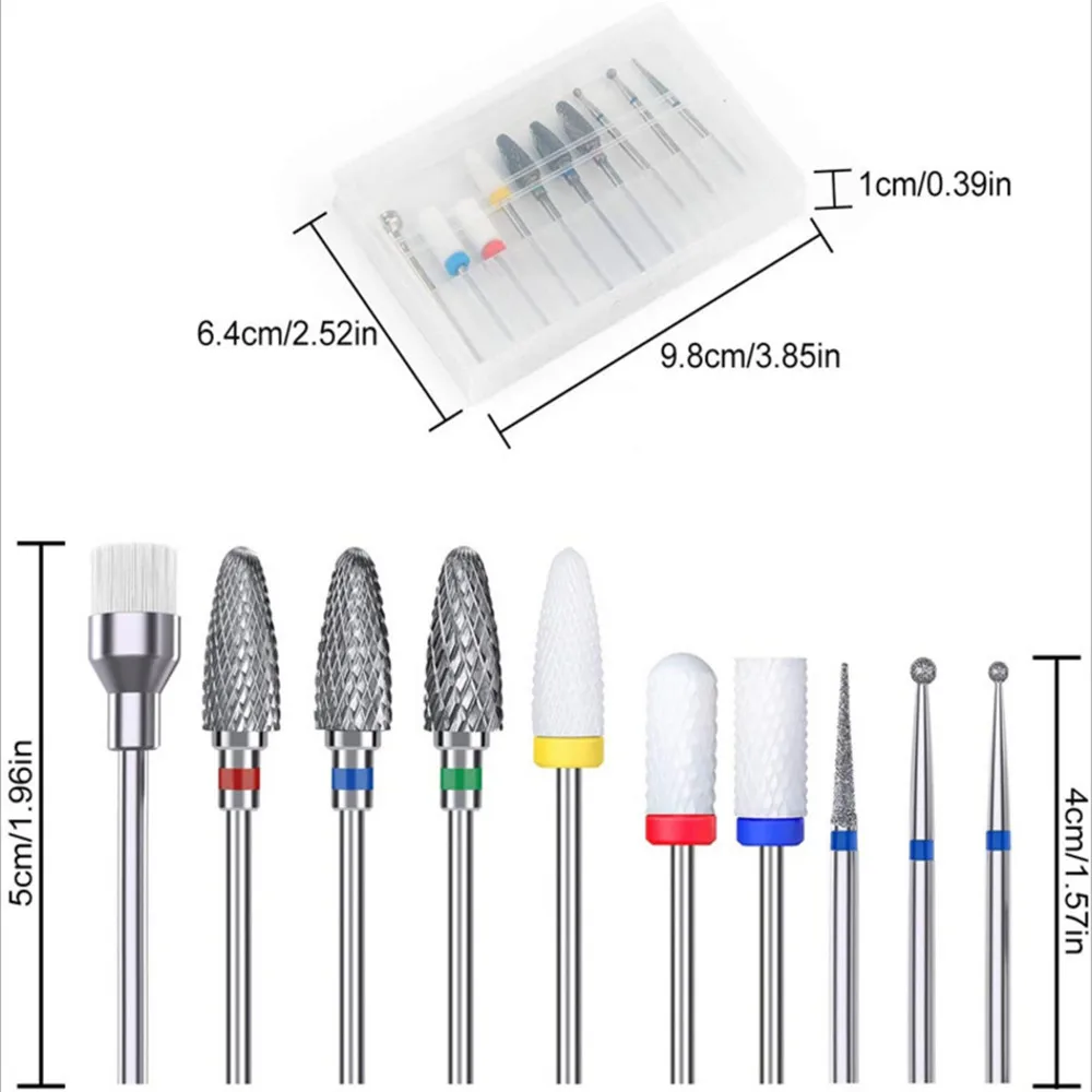Fräsen Cutter Für Maniküre Set 10 Pcs Keramik Nagel Bohrer Bits Entfernen Gel Lack Werkzeug