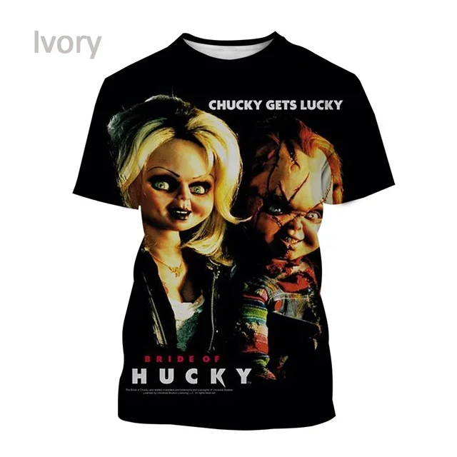 2023 Summer New Horror Chucky Doll 3D Printing T Shirt Casual Personality Horror Movie Hip-hop Unisex T-shirt