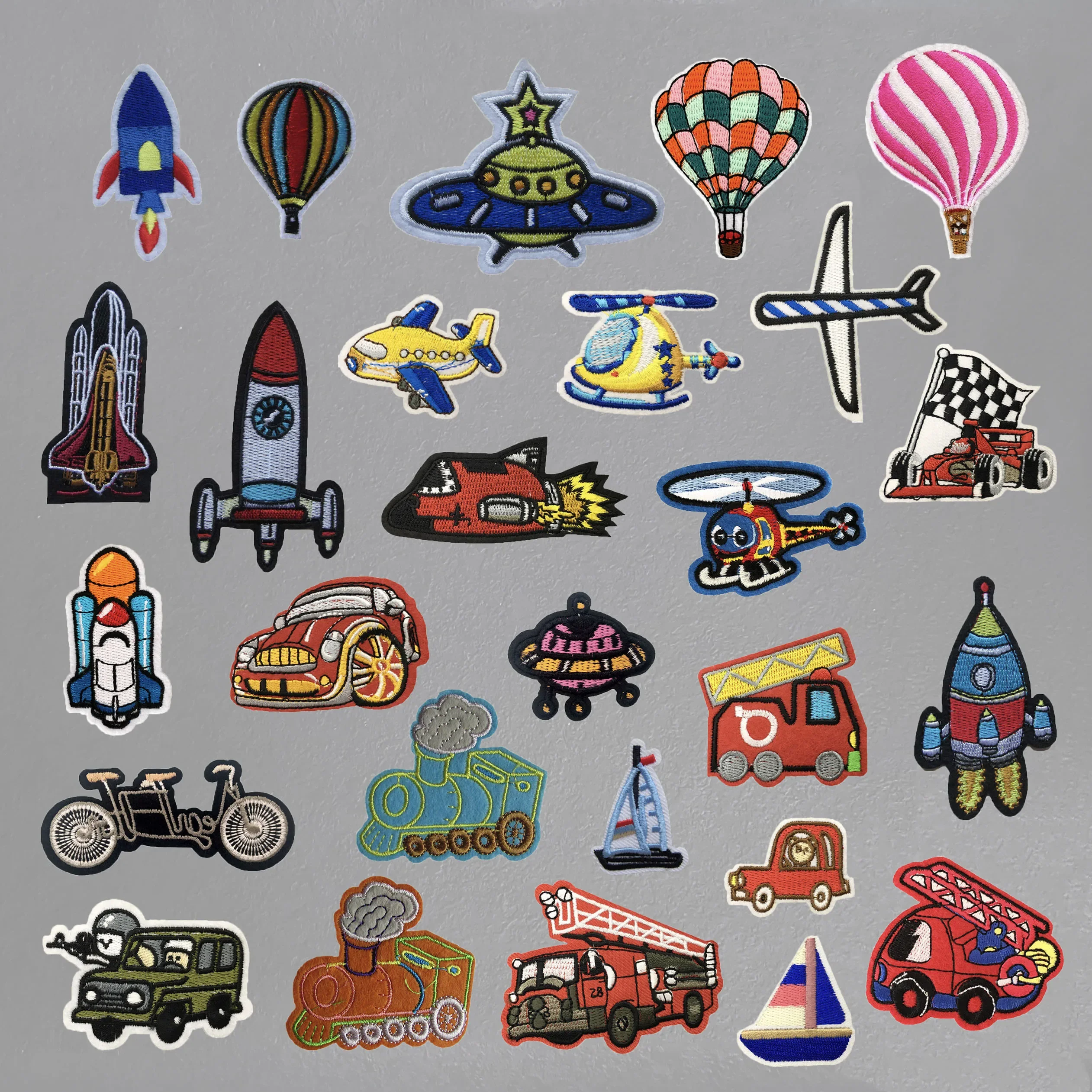 Cartoon Vehicle Pattern DIY Embroidered Cloth Patch Hot Melt Adhesive Ironing Clothing Airplanes cars Patch Embroidery  Patch