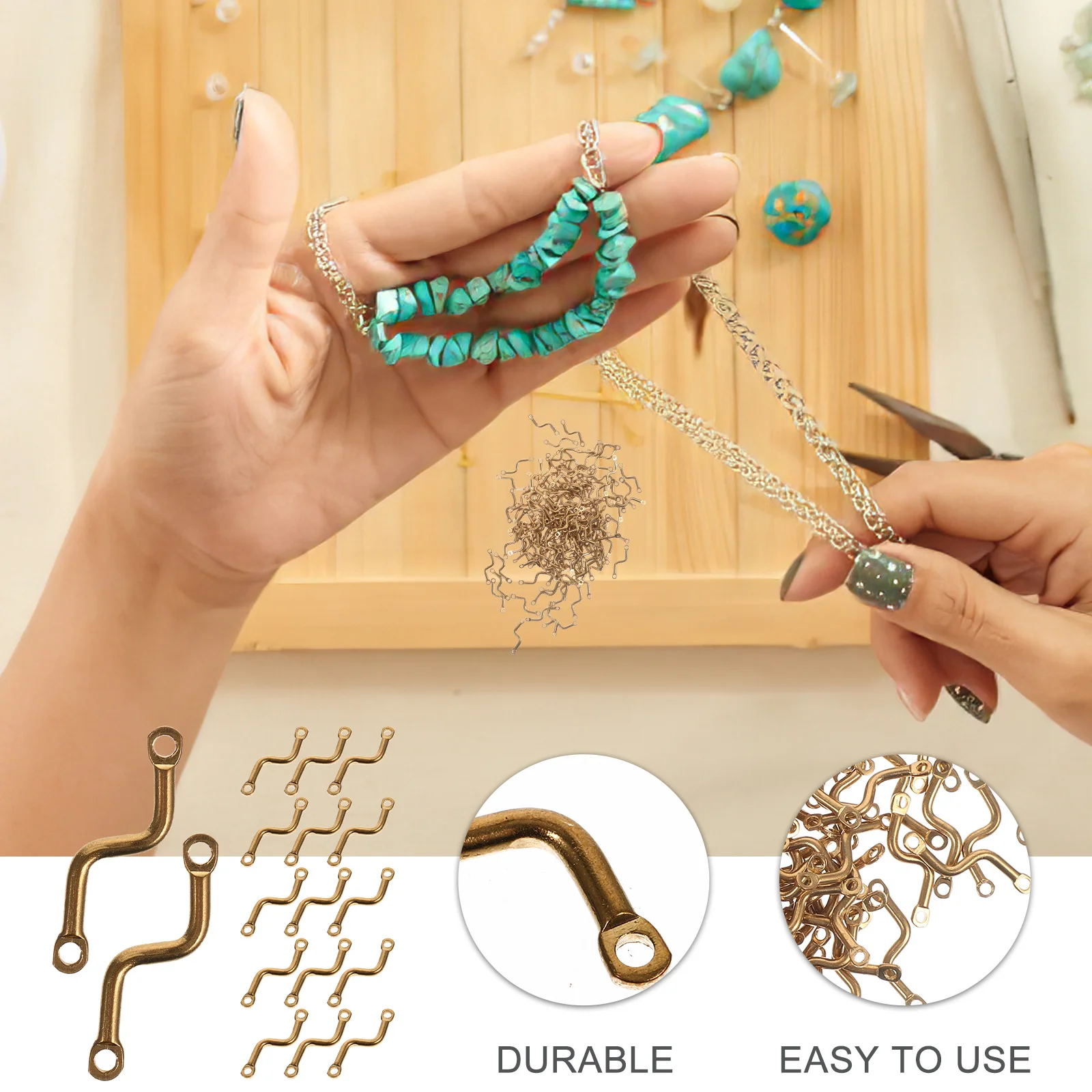 

150pcs Earring Connecting Sticks S-Shape Double Hole Brass Jewelry Connectors For Diy Necklace Bracelet Making Craft Links
