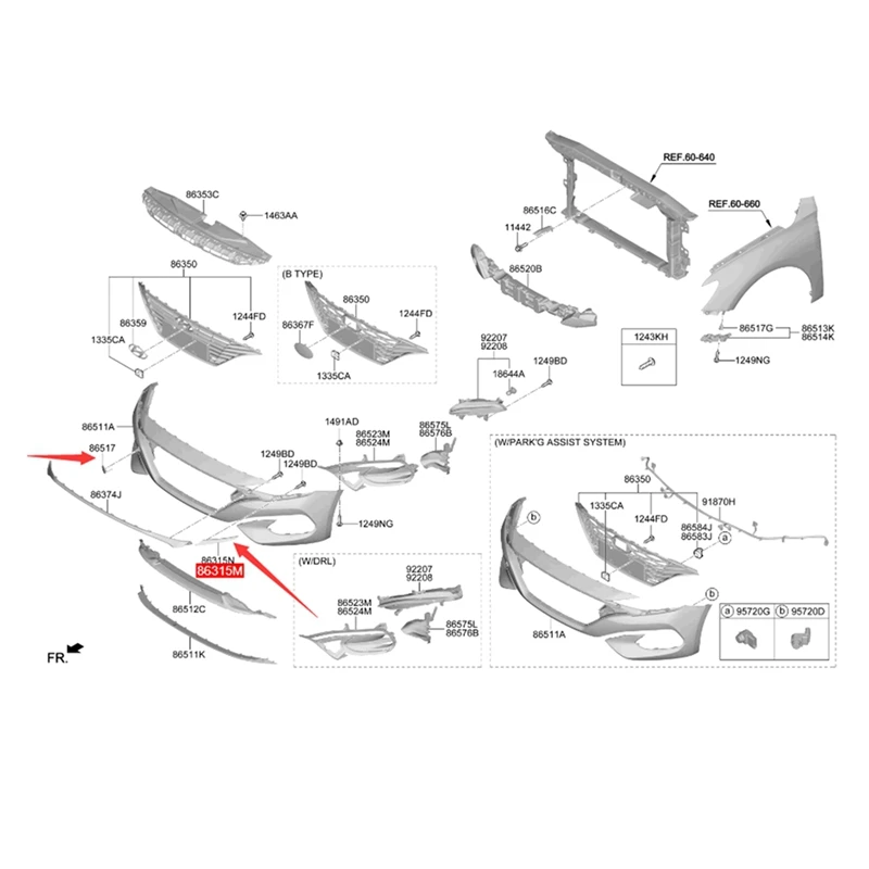 86375-J1000 86376-J1000 Front Bumper Decorative Strip For Hyundai Fiesta 2018-2021 Front Bumper Air Knife Spoilers