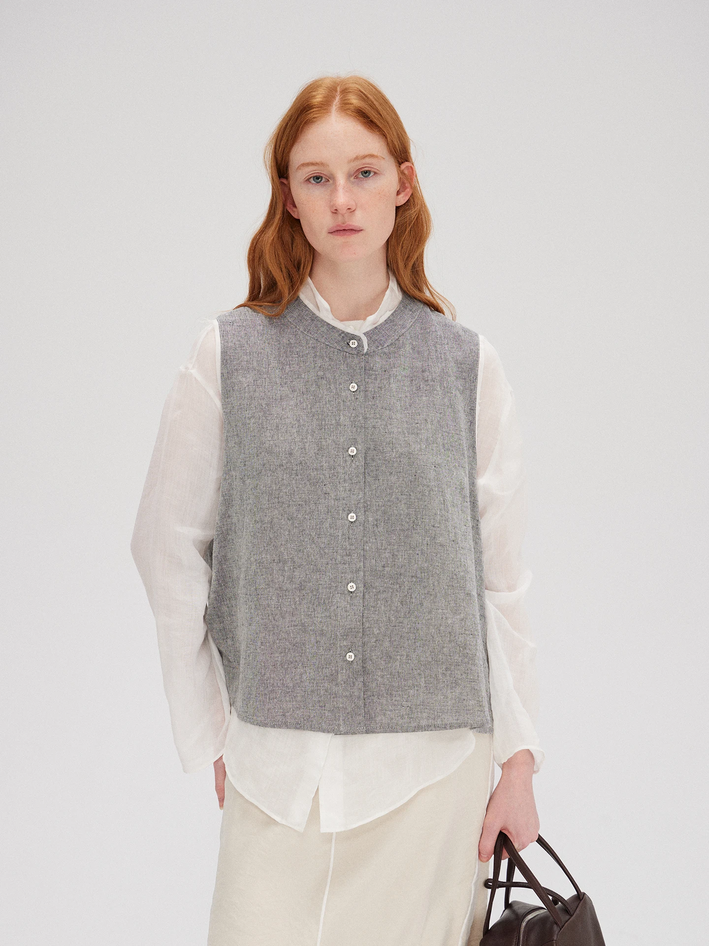 

Цветной тканый жилет из смесовой хлопково-льняной ткани с маленьким воротником в японском стиле, весенне-летняя женская верхняя одежда, модный дизайн