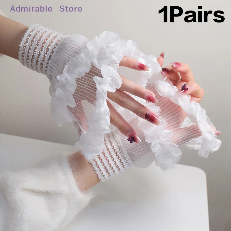 [W]Nail Photo Equipment Short Mesh Wrist Fake Sleeves Manicure Decorative False Cuff Tulle Item Nail Art Take Picture Background