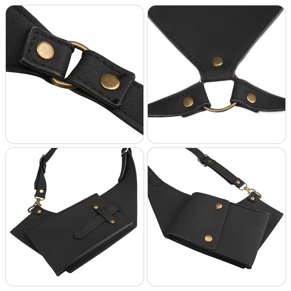 Underarm Double Shoulder Bag PU Leather Holster Wallet Adjustable Concealed Safety Armpit Bag Satchel Pocket for Cool Men Women