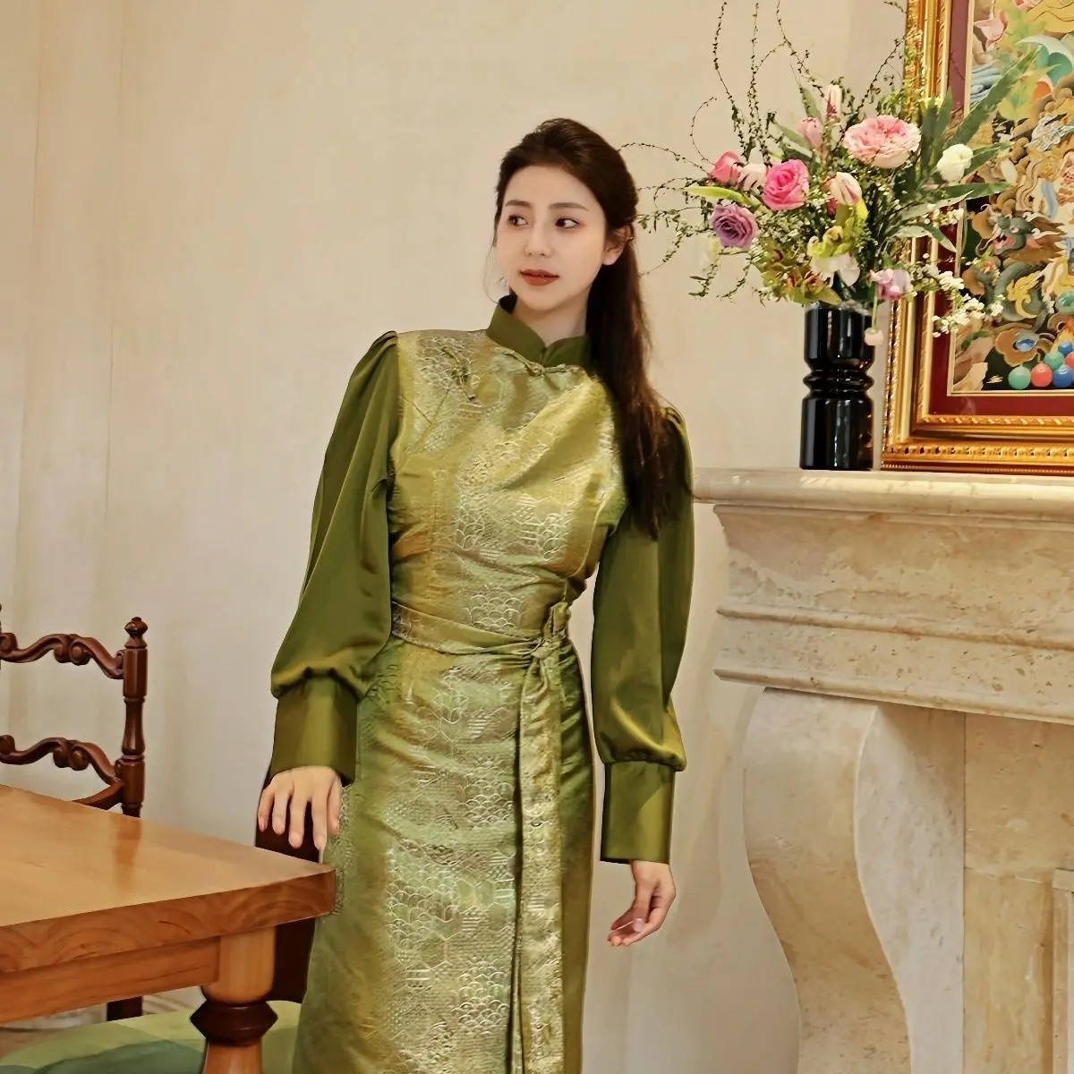 

2025 Lhasa Tibetan women's Bola summer new ethnic fake two Tibetan clothes