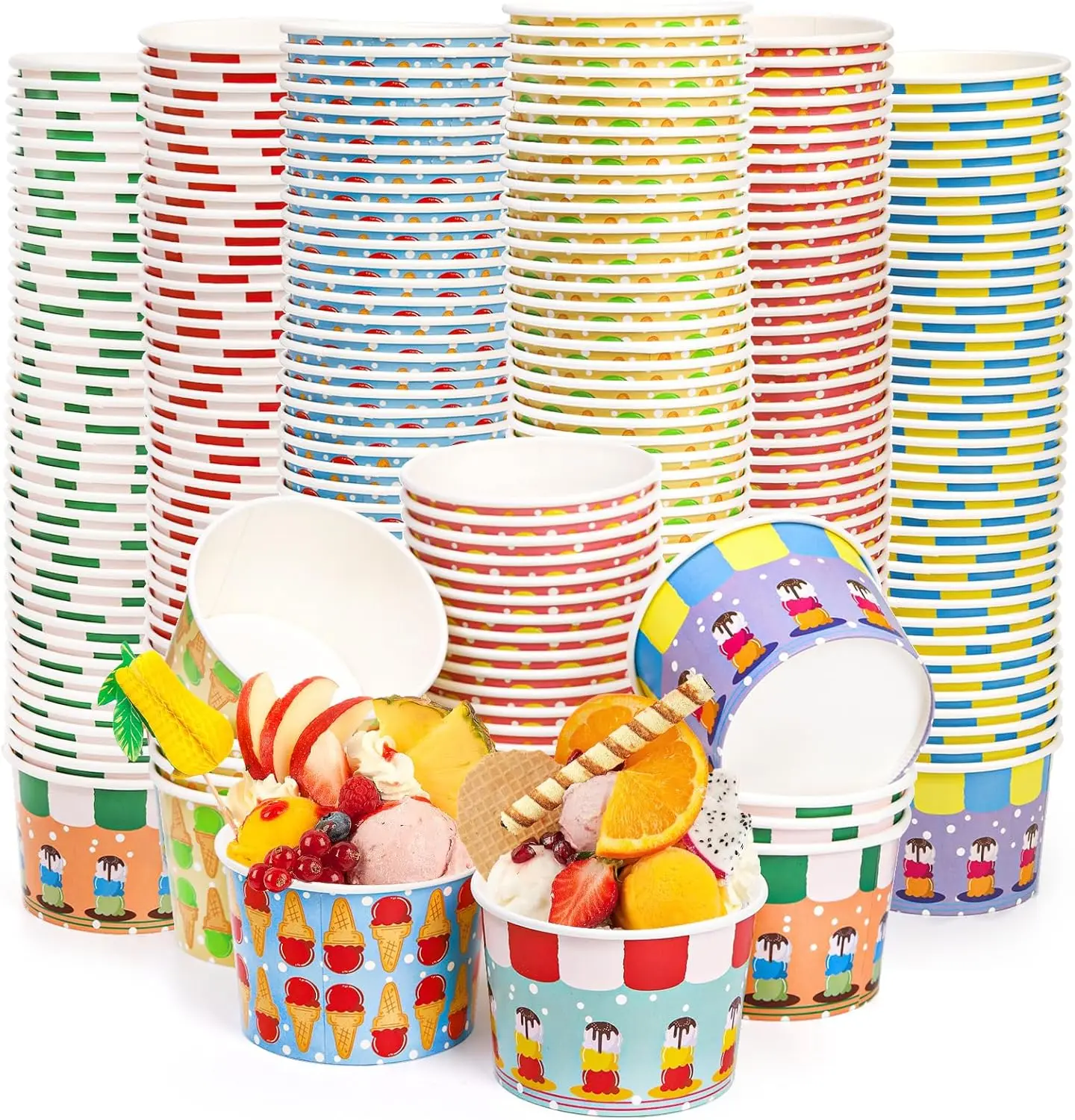 

240 Pack Paper Ice Cream Cups, 8 Oz Disposable Dessert Snack Bowls, Parties Suppliers Treat Cups for Hot and Cold Food,