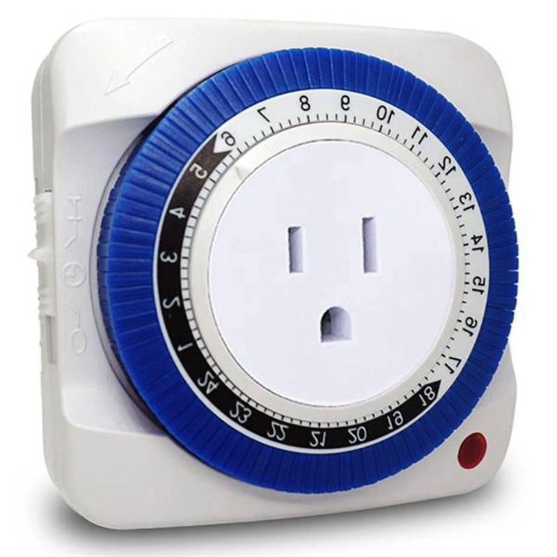 

24 Hour Timer Socket Mechanical Program Timer Switch Socket 125v Wall Outlet Protector Energy Saveing(US Plug)JAS