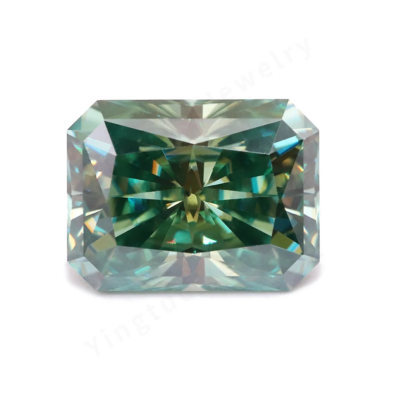 

Synthetic Moissanite Diamond Gemstone Stones Radiant Cut Emerald Green 6*8mm 2ct Stone for Women Jewelry