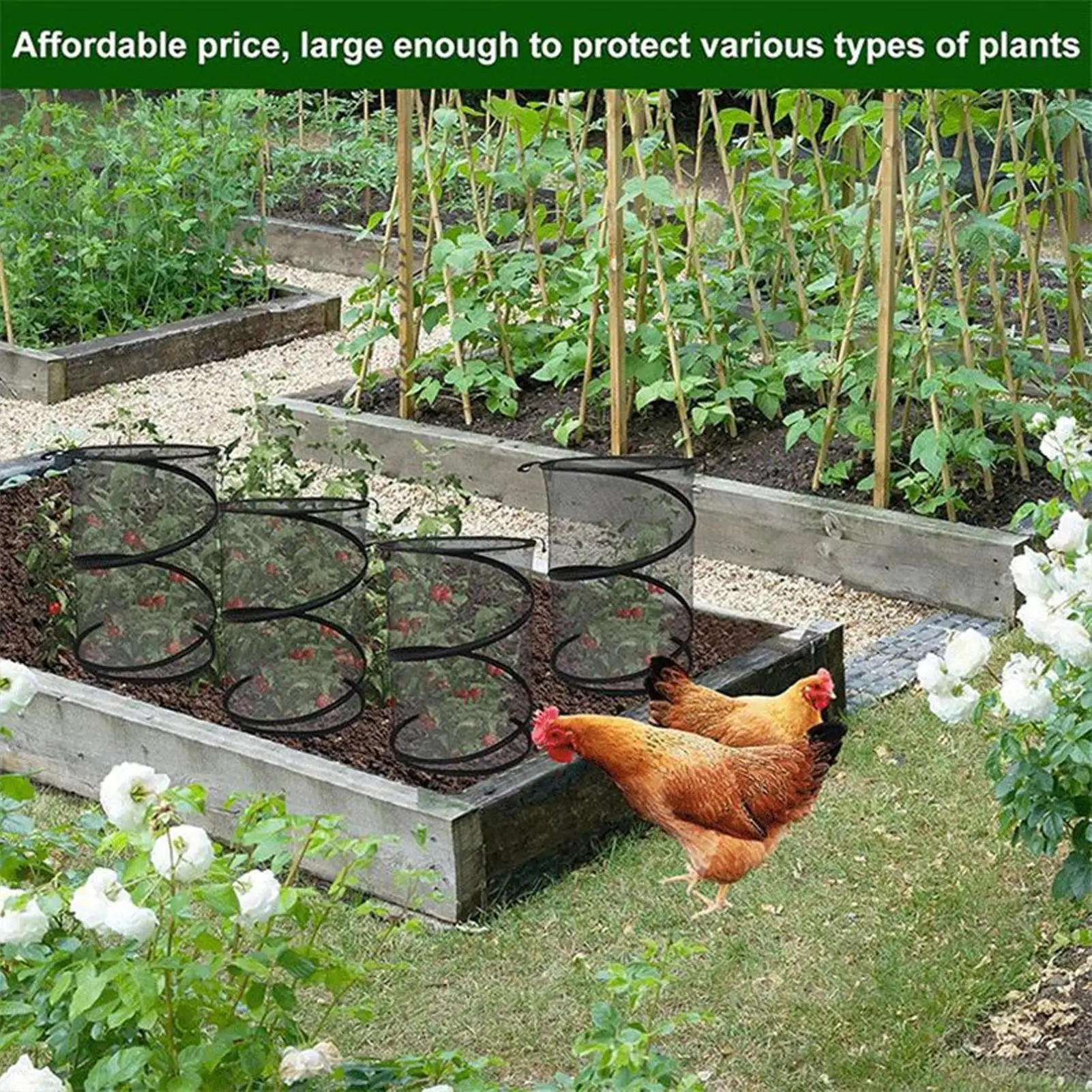4 Pieces P-op Up Garden Plant Mesh Tent Cover Foldable In-sect Barrier Mesh Tent With 16 Stakes Fly-Proof Animals Barrier Guard